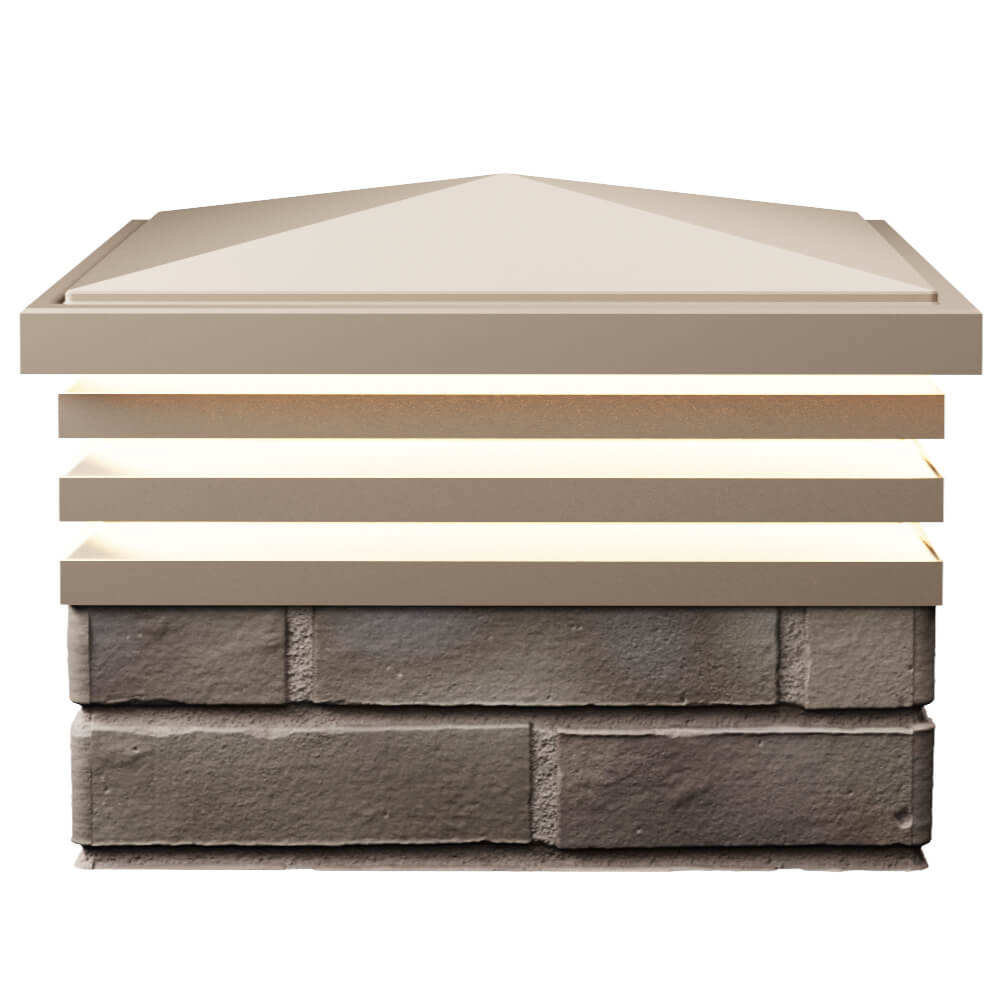 Колпак Zking Бона ХайТек Бежевый на столб 1.5х1.5 кирпича (385х385мм) с подсветкой в Грозном фото