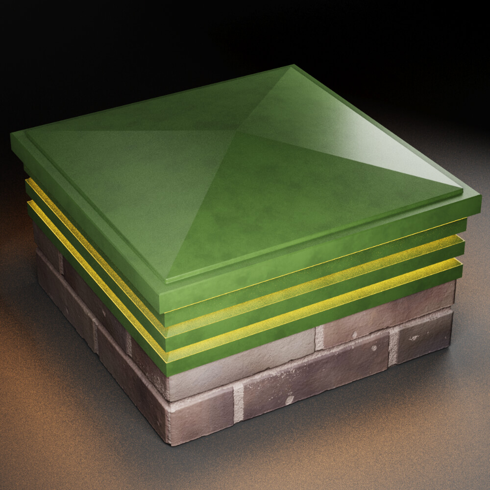 Колпак Zking Бона ХайТек Зеленый на столб 2х2 кирпича (513х513мм) с подсветкой в Грозном фото