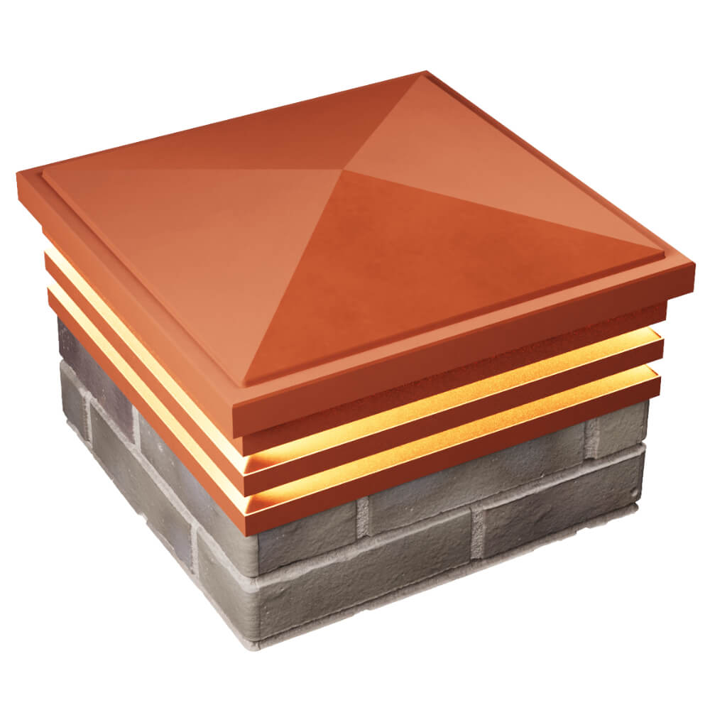 Колпак Zking Бона ХайТек Красный на столб 1.5х1.5 кирпича (385х385мм) с подсветкой в Грозном фото