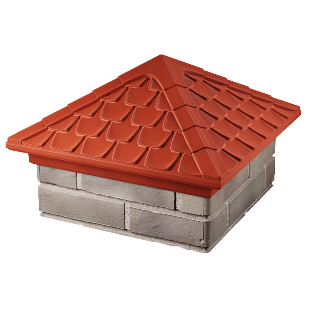 Колпак Zking Эльбрус Красный на столб 1.5х1.5 кирпича (385х385мм) в Грозном фото