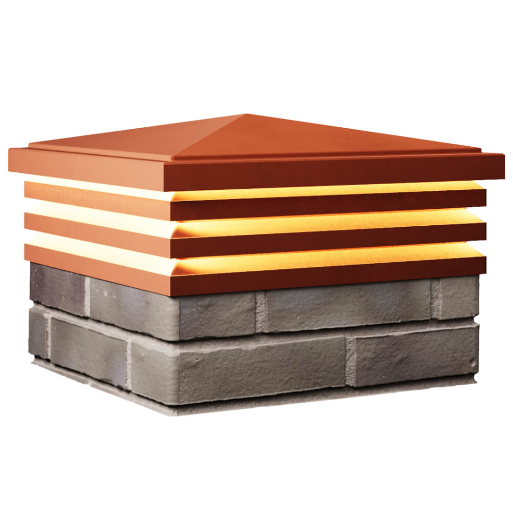 Колпак Zking Бона ХайТек Красный на столб 1.5х1.5 кирпича (385х385мм) с подсветкой в Грозном фото