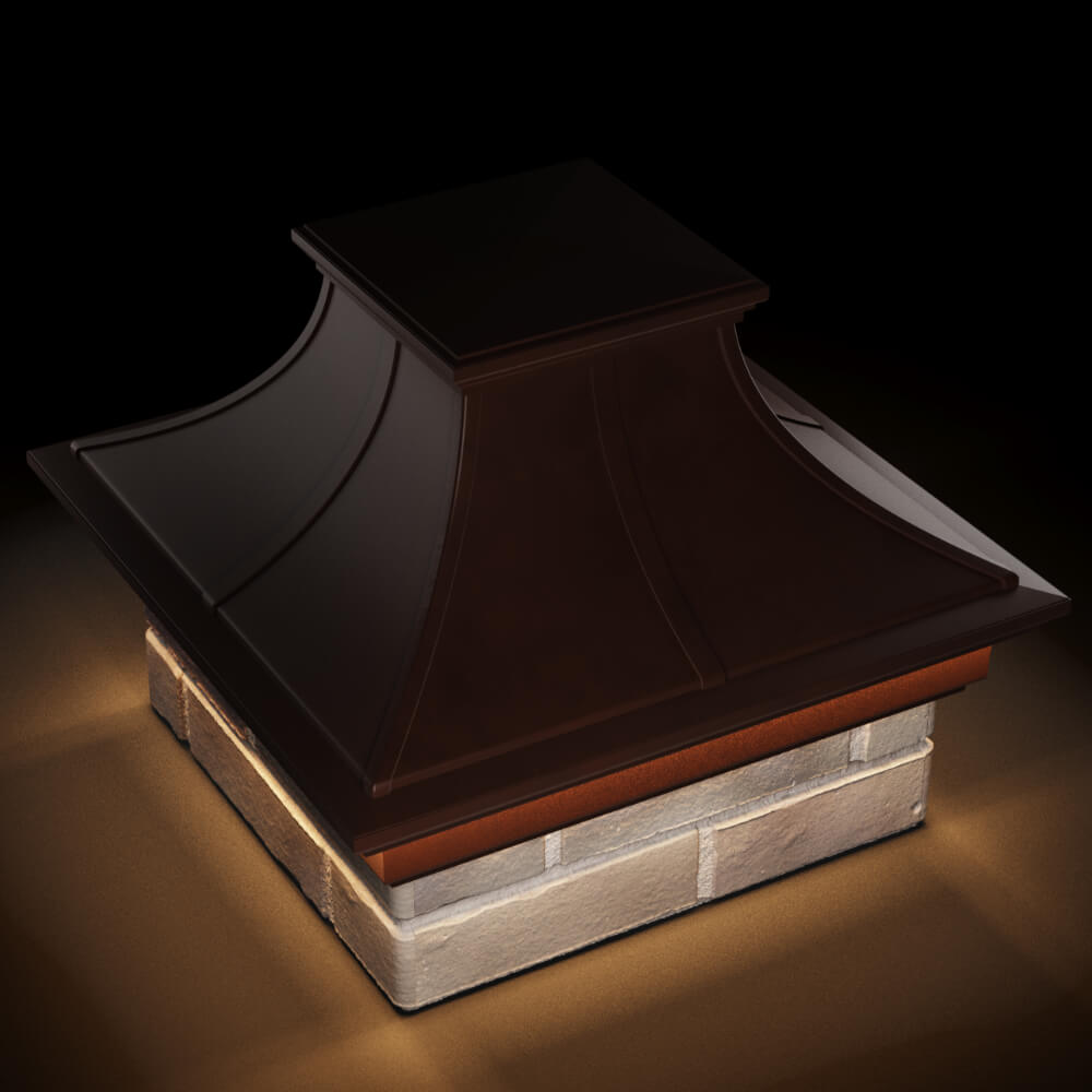 Колпак Zking Монблан Премиум Коричневый на столб 1.5х1.5 кирпича (385х385мм) с подсветкой в Грозном фото