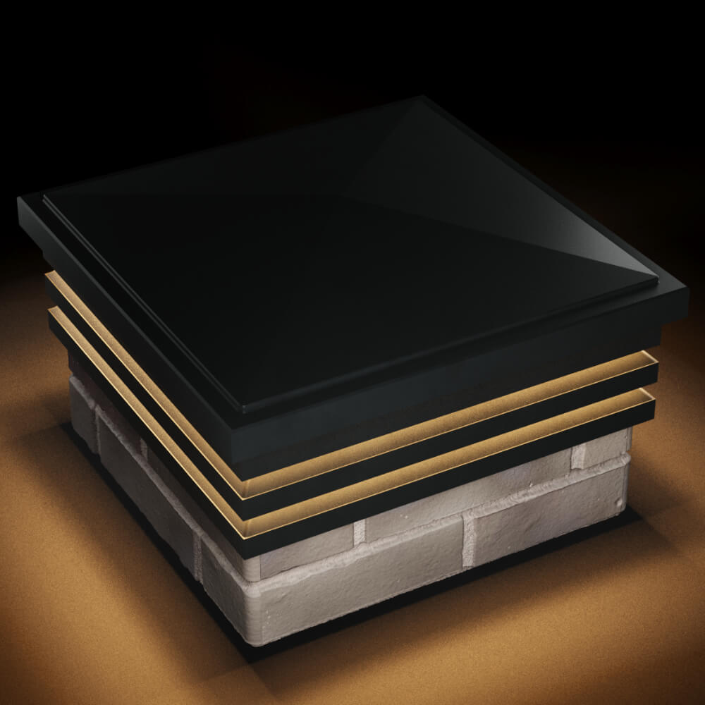 Колпак Zking Бона ХайТек Черный на столб 1.5х1.5 кирпича (385х385мм) с подсветкой в Грозном фото