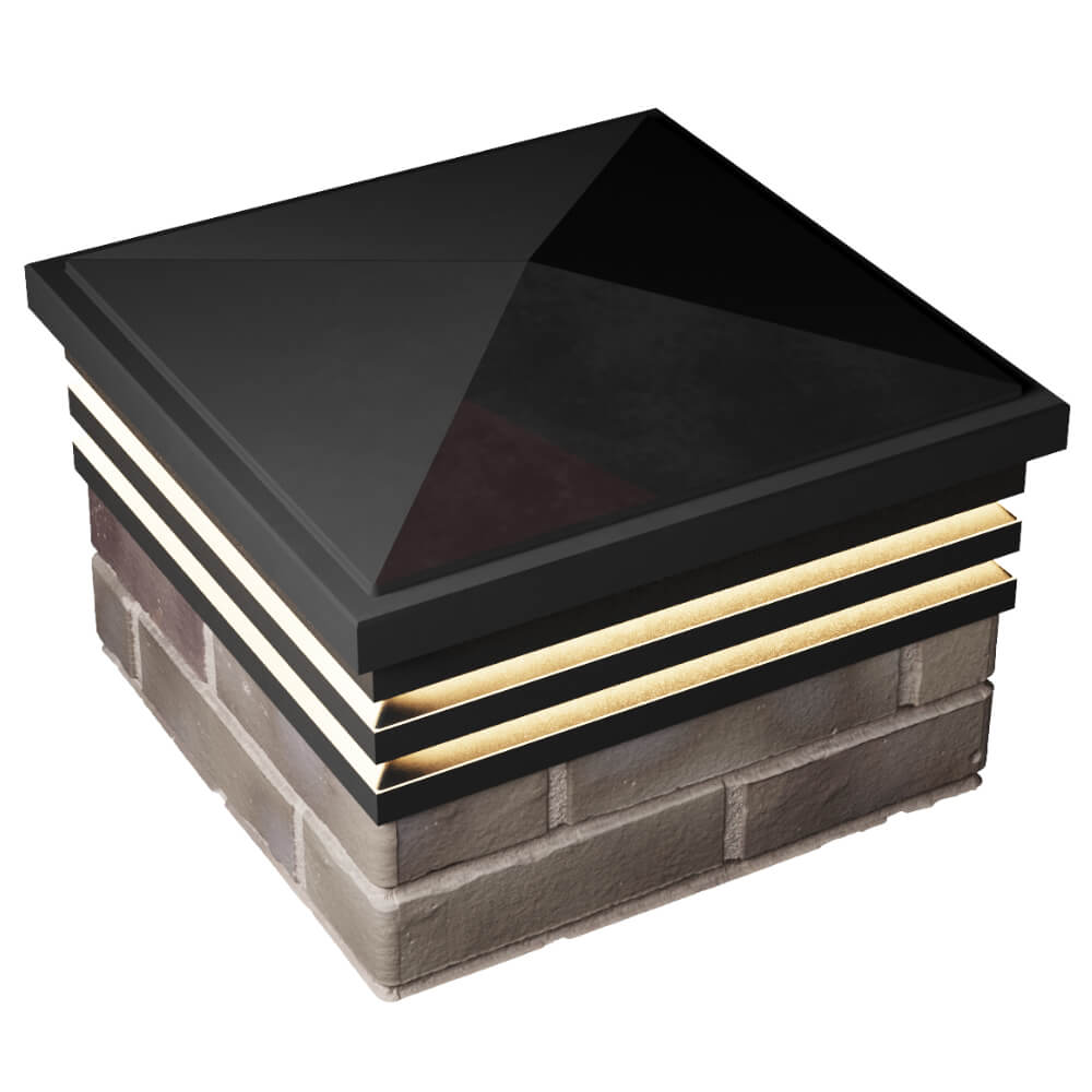 Колпак Zking Бона ХайТек Черный на столб 1.5х1.5 кирпича (385х385мм) с подсветкой в Грозном фото