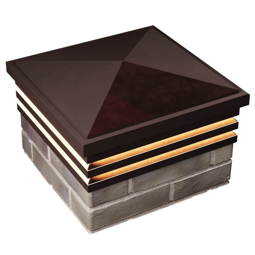 Колпак Zking Бона ХайТек Коричневый на столб 1.5х1.5 кирпича (385х385мм) с подсветкой в Грозном фото