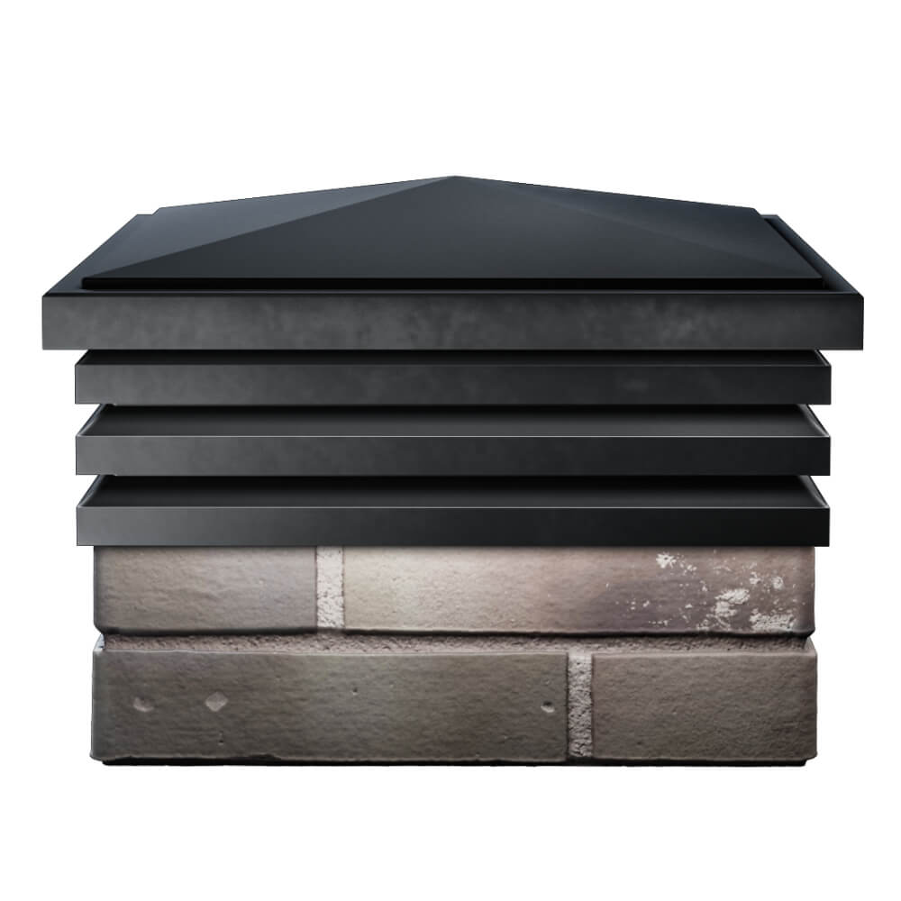 Колпак Zking Бона ХайТек Черный на столб 1.5х1.5 кирпича (385х385мм) Грозный фото