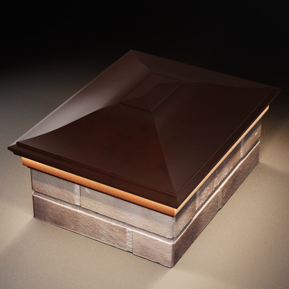 Колпак Zking Монблан Коричневый на столб 2х1.5 кирпича (515х385мм) c подсветкой в Грозном фото