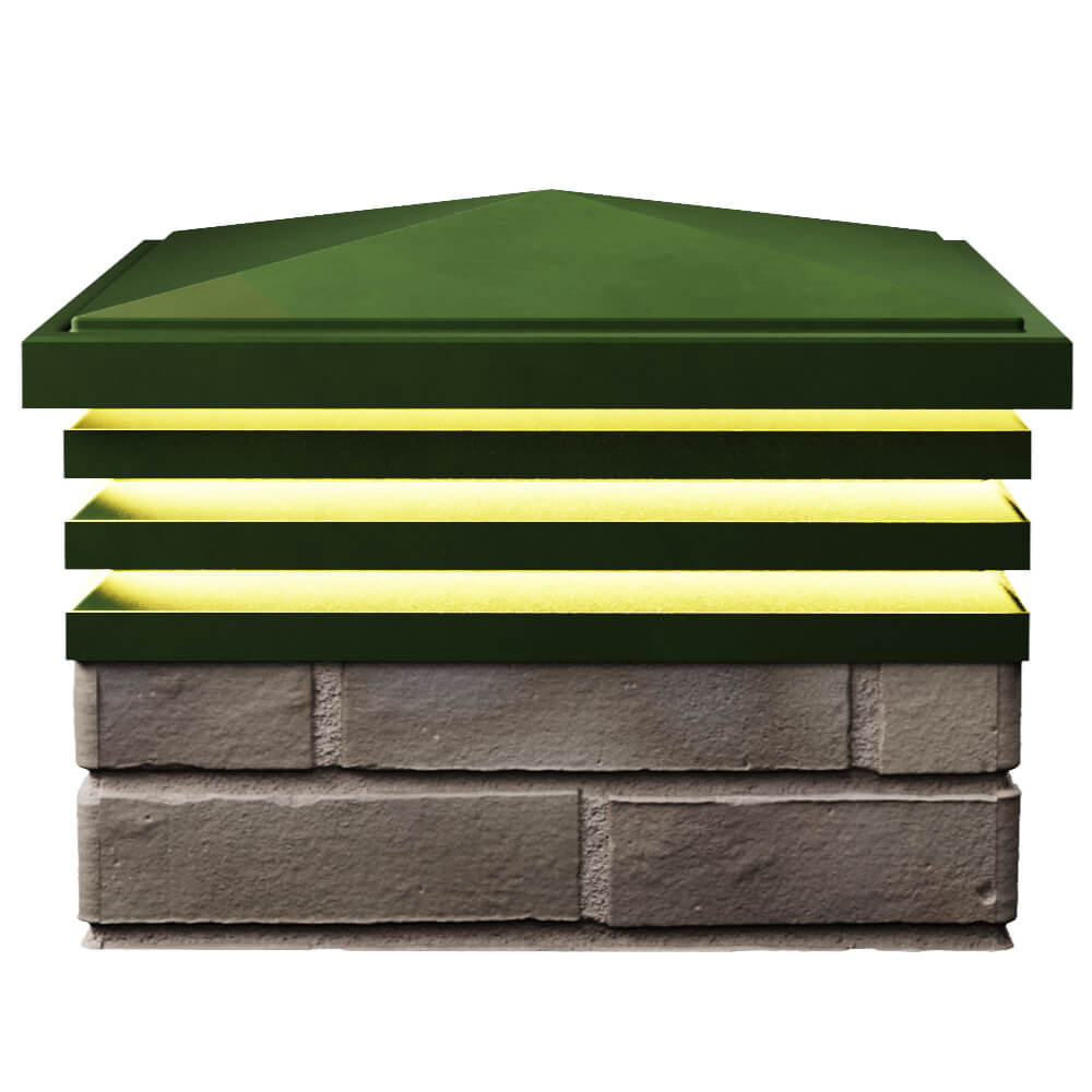 Колпак Zking Бона ХайТек Зеленый на столб 1.5х1.5 кирпича (385х385мм) с подсветкой в Грозном фото