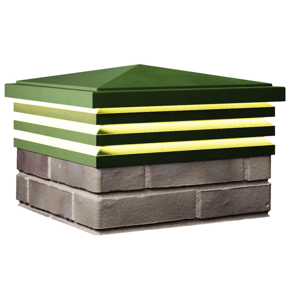 Колпак Zking Бона ХайТек Зеленый на столб 1.5х1.5 кирпича (385х385мм) с подсветкой в Грозном фото