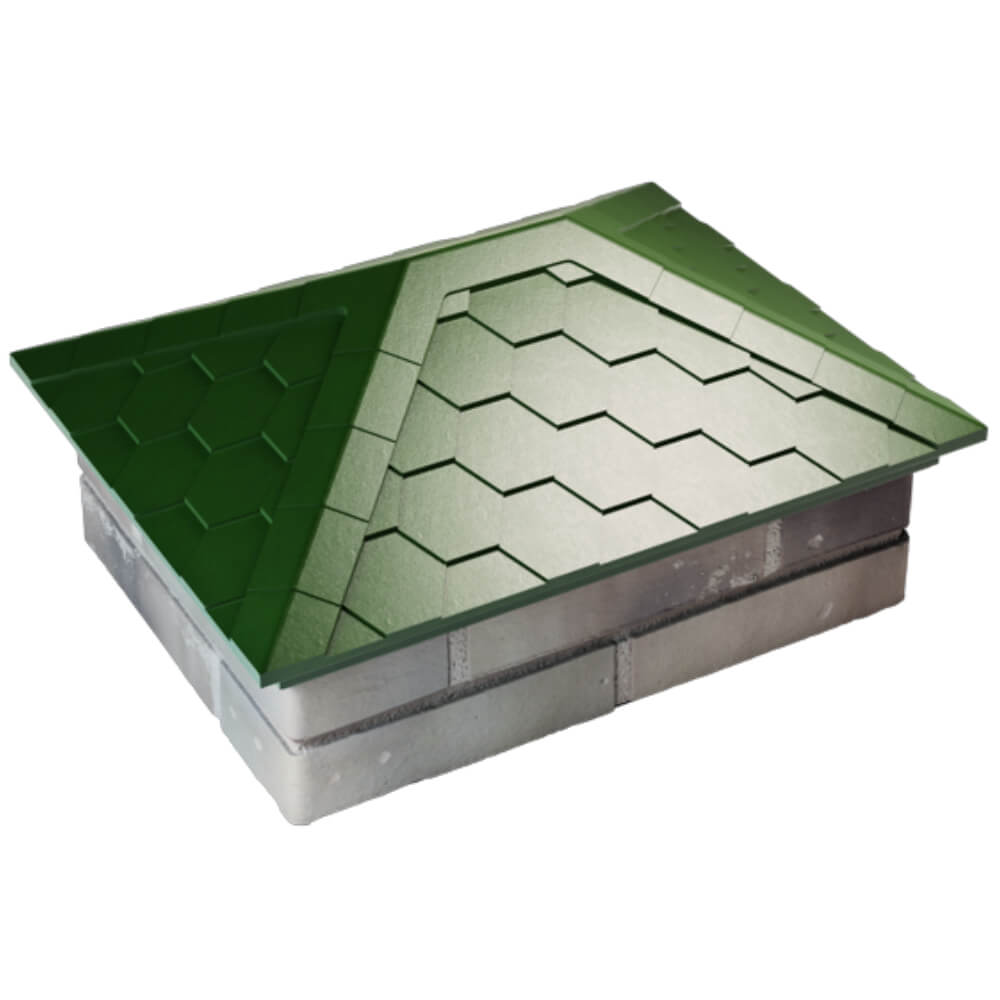 Колпак Zking Эверест Зеленый на столб 2х1.5 кирпича (520х390мм) Грозный фото