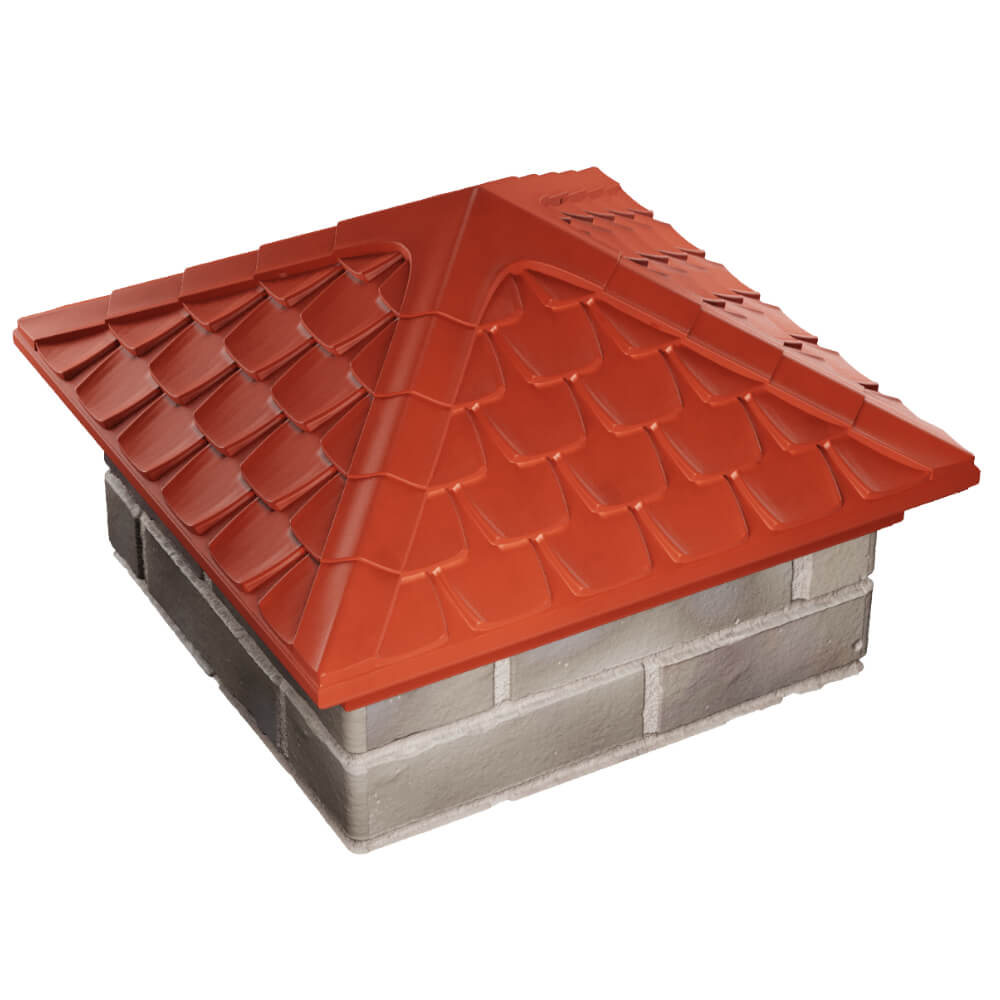 Колпак Zking Эльбрус Красный на столб 1.5х1.5 кирпича (385х385мм) в Грозном фото