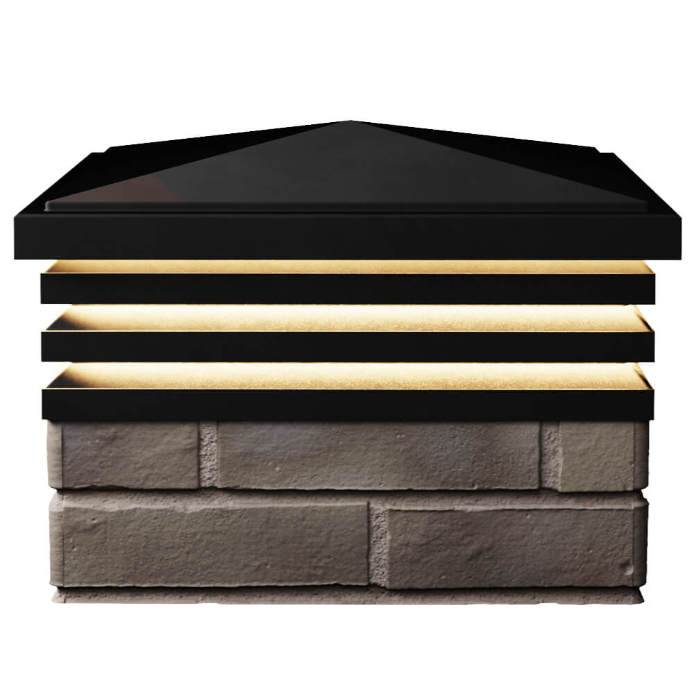 Колпак Zking Бона ХайТек Черный на столб 1.5х1.5 кирпича (385х385мм) с подсветкой в Грозном фото