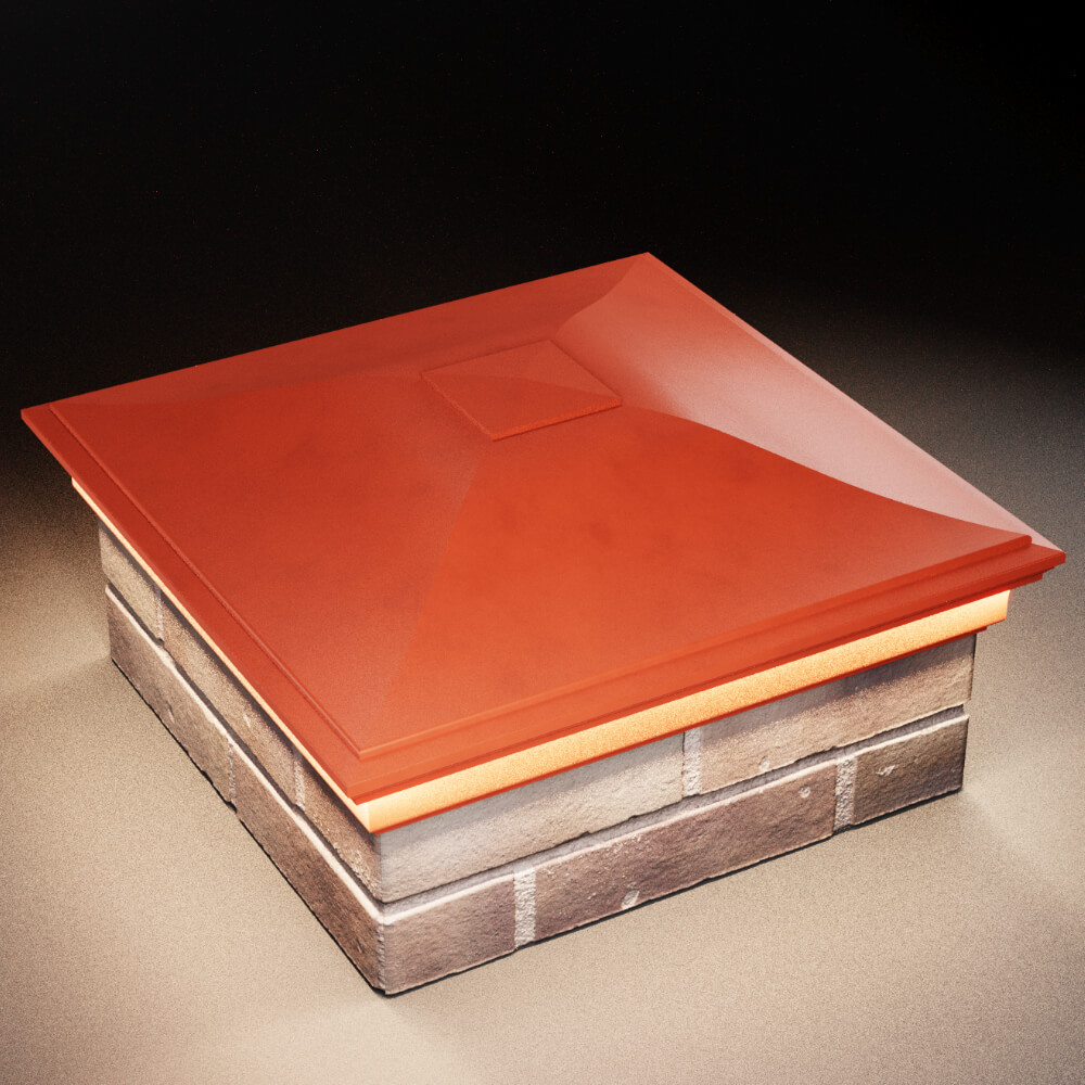 Колпак Zking Монблан Красный на столб 2х2 кирпича (515х515мм) c подсветкой в Грозном фото