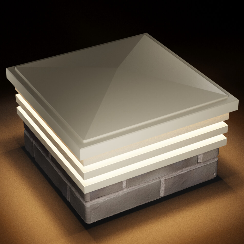 Колпак Zking Бона ХайТек Бежевый на столб 1.5х1.5 кирпича (385х385мм) с подсветкой в Грозном фото