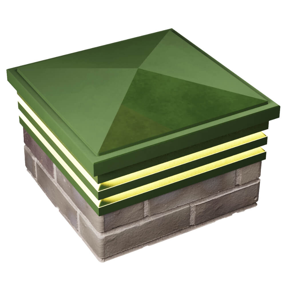 Колпак Zking Бона ХайТек Зеленый на столб 1.5х1.5 кирпича (385х385мм) с подсветкой в Грозном фото