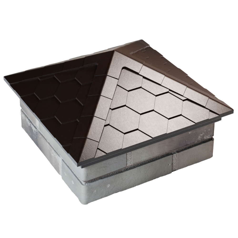 Колпак Zking Эверест Коричневый на столб 1.5х1.5 кирпича (390х390мм) в Грозном фото