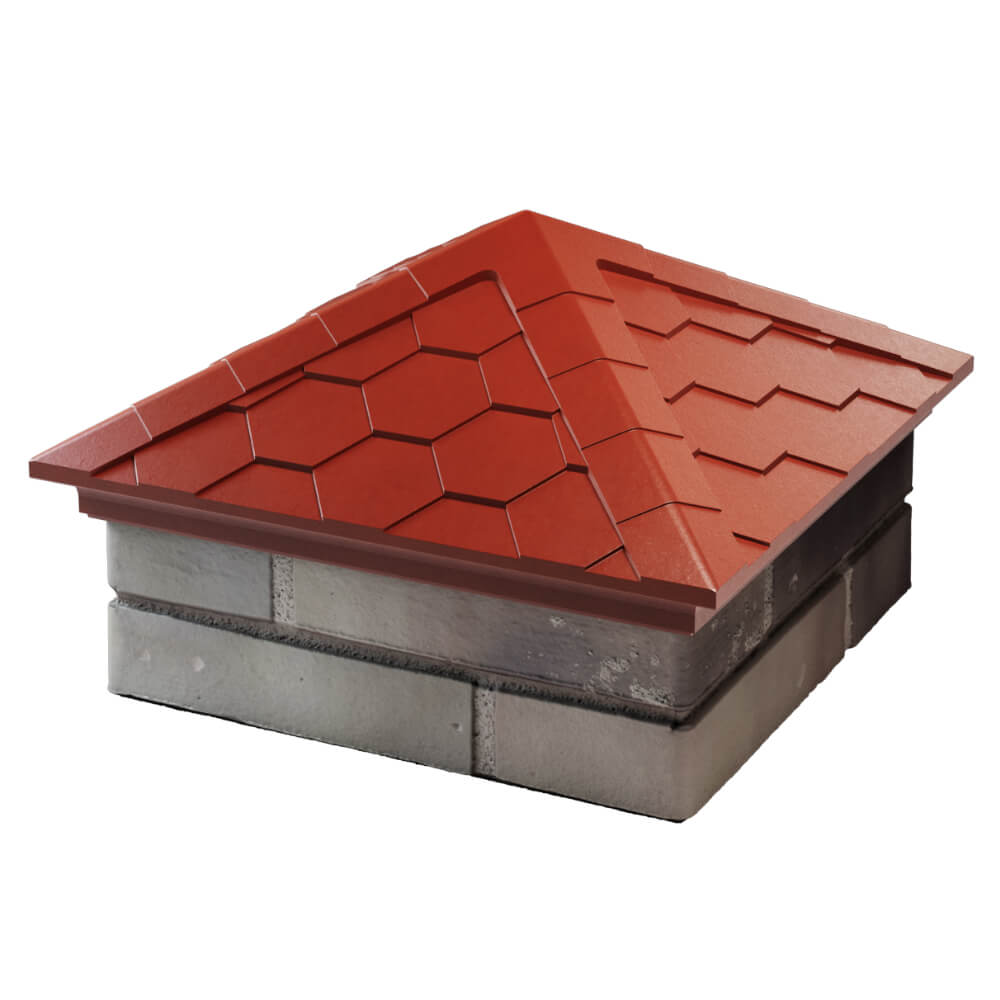 Колпак Zking Эверест Красный на столб 1.5х1.5 кирпича (390х390мм) в Грозном фото