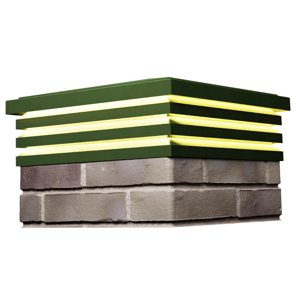 Колпак Zking Бона ХайТек Зеленый на столб 1.5х1.5 кирпича (385х385мм) с подсветкой в Грозном фото