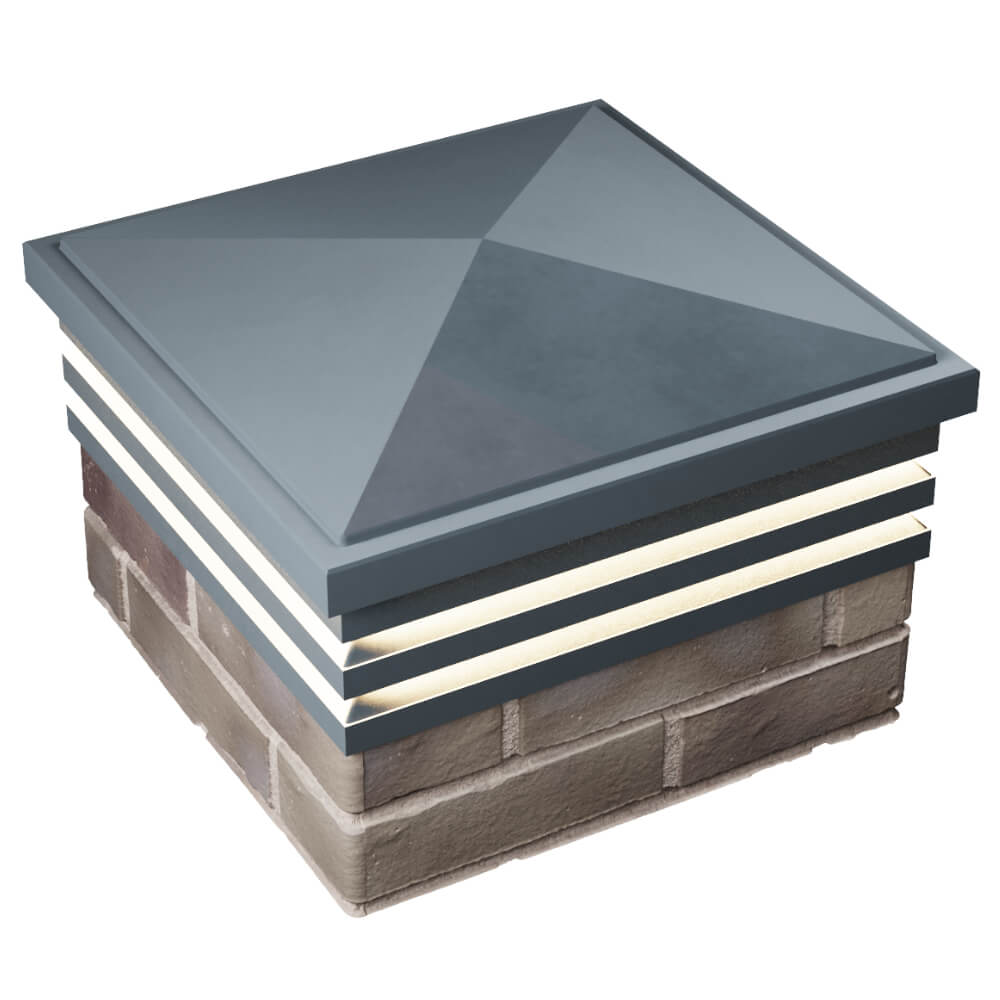 Колпак Zking Бона ХайТек Серый на столб 1.5х1.5 кирпича (385х385мм) с подсветкой в Грозном фото