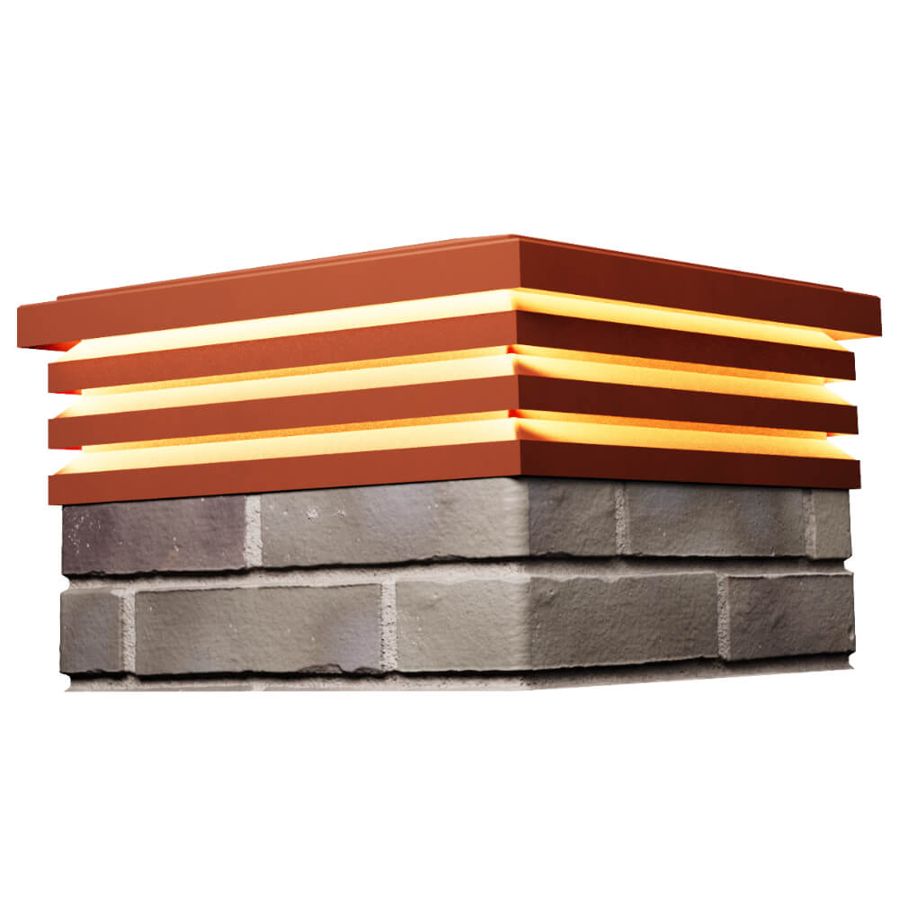 Колпак Zking Бона ХайТек Красный на столб 1.5х1.5 кирпича (385х385мм) с подсветкой в Грозном фото