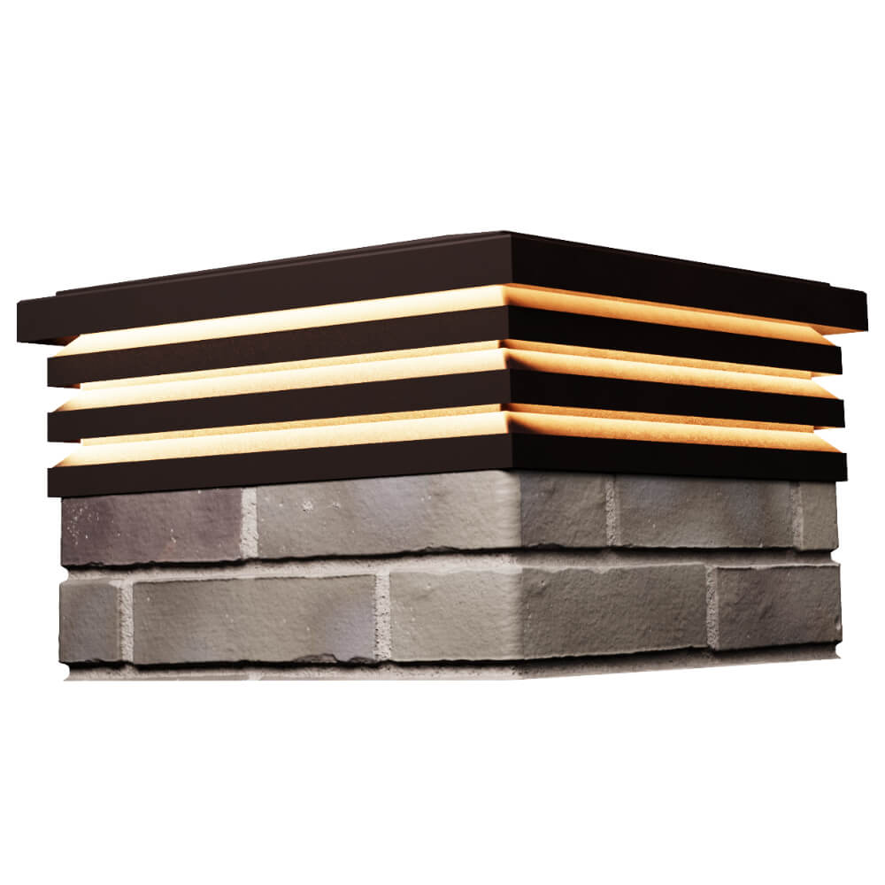 Колпак Zking Бона ХайТек Коричневый на столб 1.5х1.5 кирпича (385х385мм) с подсветкой в Грозном фото