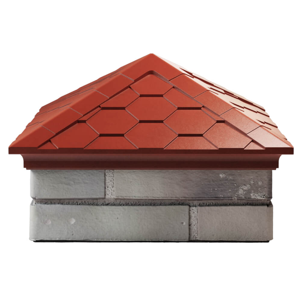 Колпак Zking Эверест Красный на столб 1.5х1.5 кирпича (390х390мм) Грозный фото