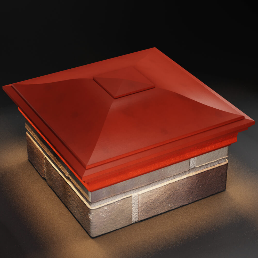 Колпак Zking Монблан Красный на столб 1.5х1.5 кирпича (385х385мм) с подсветкой в Грозном фото