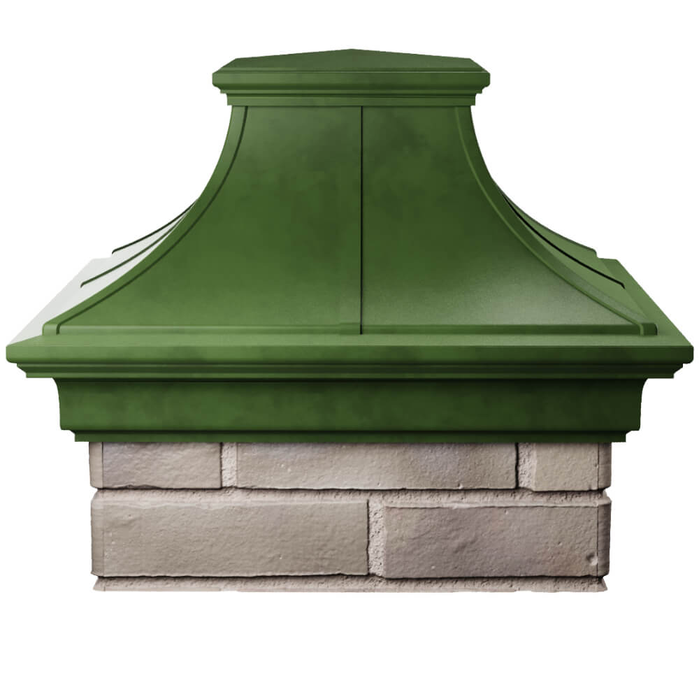 Колпак Zking Монблан Премиум Зеленый на столб 1.5х1.5 кирпича (385х385мм) Грозный фото