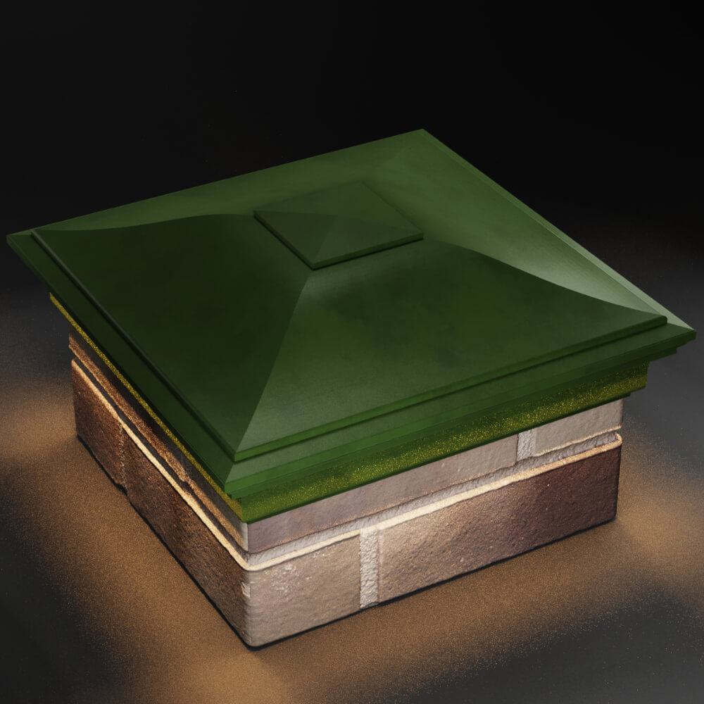 Колпак Zking Монблан Зеленый на столб 1.5х1.5 кирпича (385х385мм) с подсветкой в Грозном фото