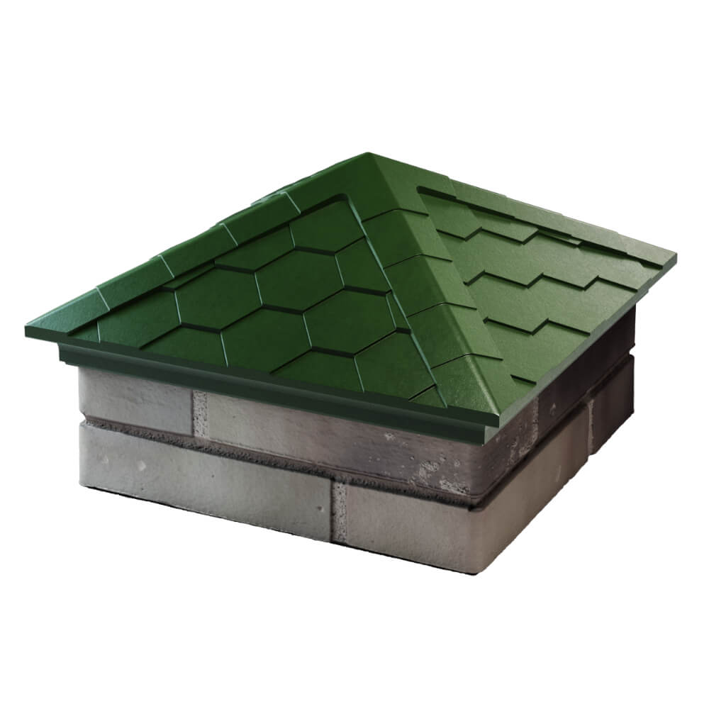 Колпак Zking Эверест Зеленый на столб 1.5х1.5 кирпича (390х390мм) в Грозном фото