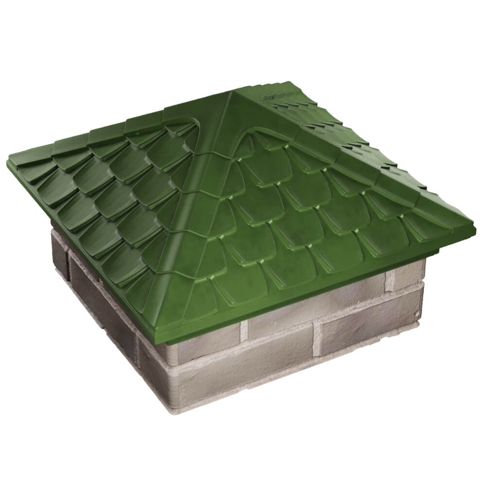 Колпак Zking Эльбрус Зеленый на столб 1.5х1.5 кирпича (385х385мм) в Грозном фото