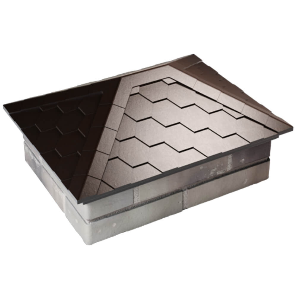 Колпак Zking Эверест Коричневый на столб 2х1.5 кирпича (520х390мм) Грозный фото