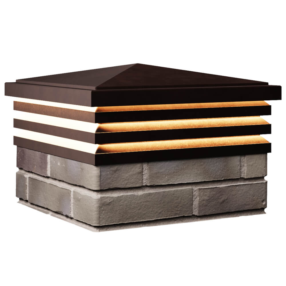 Колпак Zking Бона ХайТек Коричневый на столб 1.5х1.5 кирпича (385х385мм) с подсветкой в Грозном фото