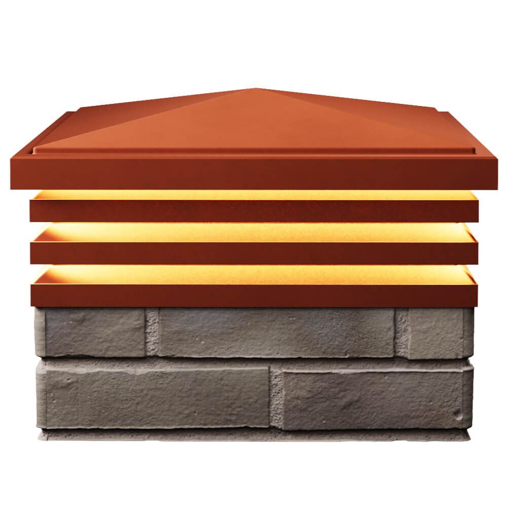 Колпак Zking Бона ХайТек Красный на столб 1.5х1.5 кирпича (385х385мм) с подсветкой в Грозном фото