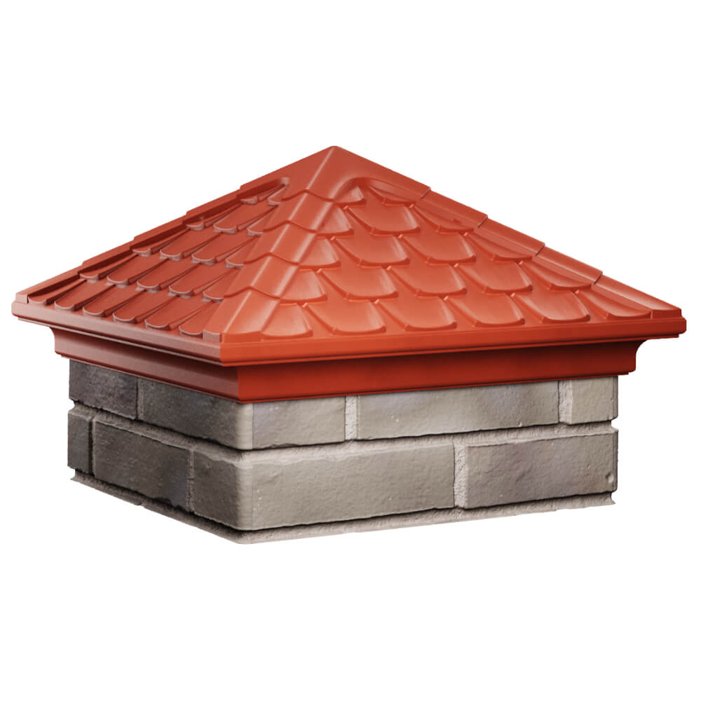 Колпак Zking Эльбрус Красный на столб 1.5х1.5 кирпича (385х385мм) в Грозном фото