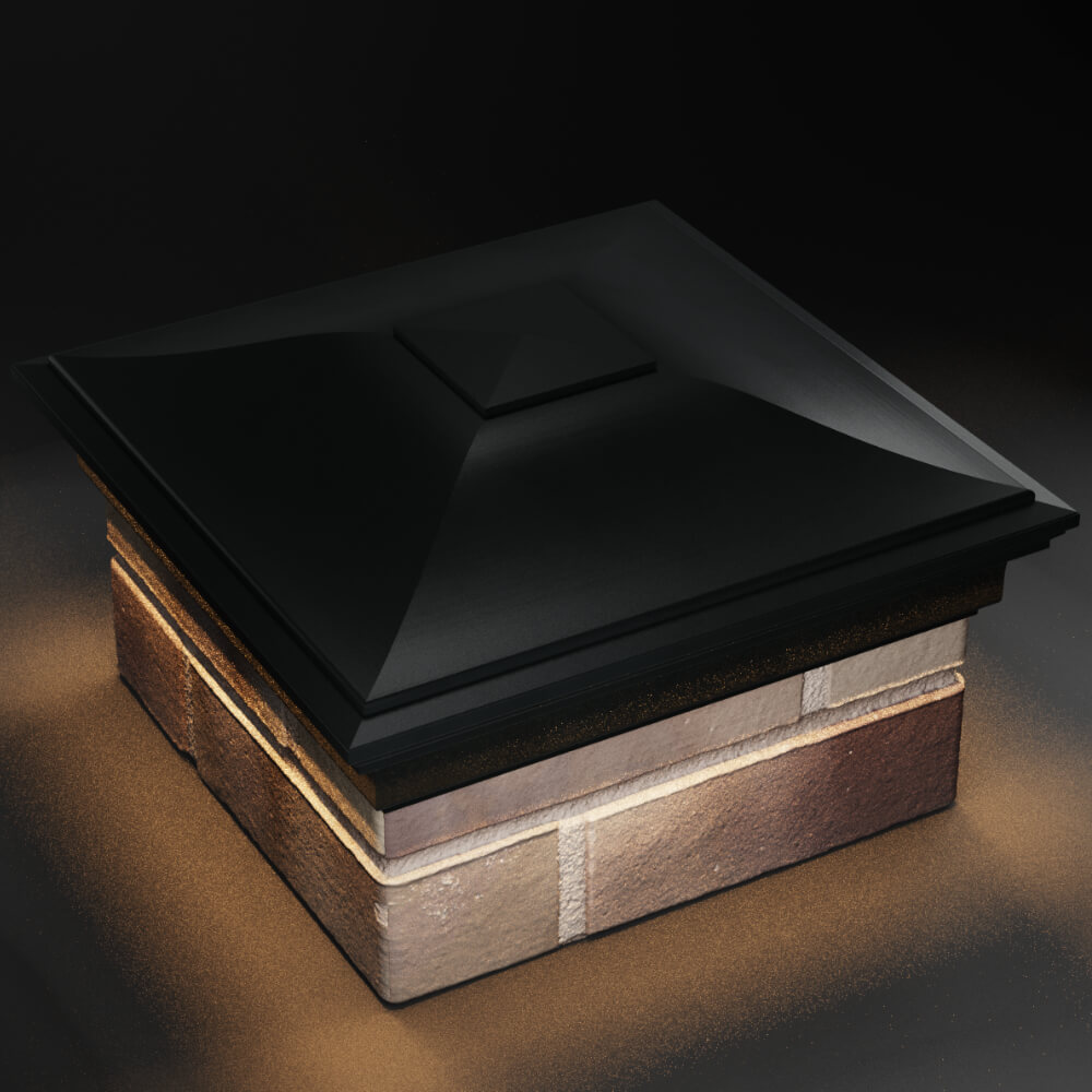 Колпак Zking Монблан Черный на столб 1.5х1.5 кирпича (385х385мм) с подсветкой в Грозном фото