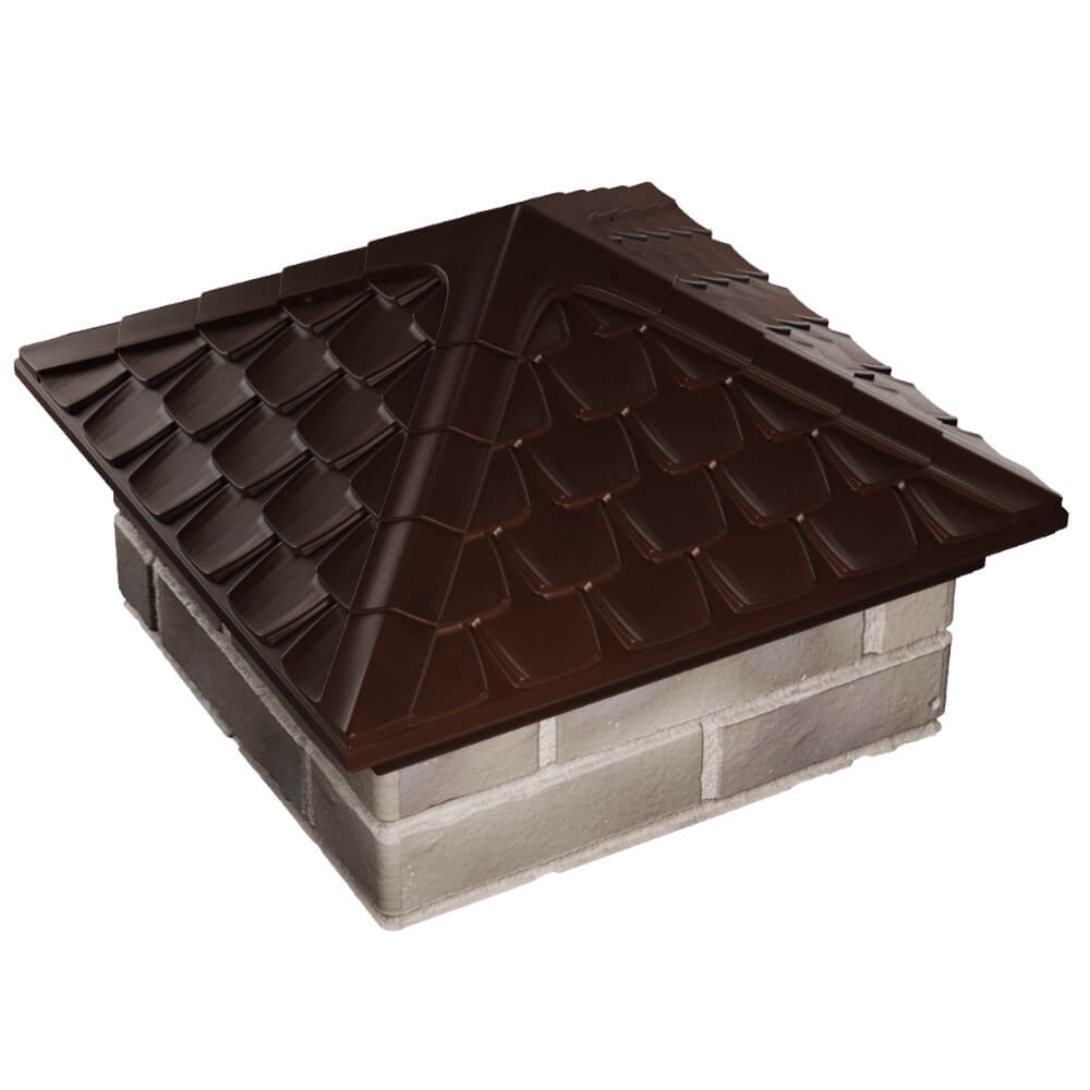 Колпак Zking Эльбрус Коричневый на столб 1.5х1.5 кирпича (385х385мм) в Грозном фото