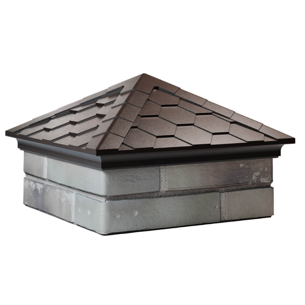 Колпак Zking Эверест Коричневый на столб 1.5х1.5 кирпича (390х390мм) в Грозном фото